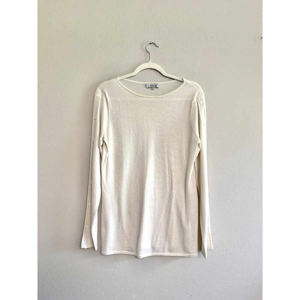 Anatomie Helena Button-Sleeve Cream Sweater Sz Large
